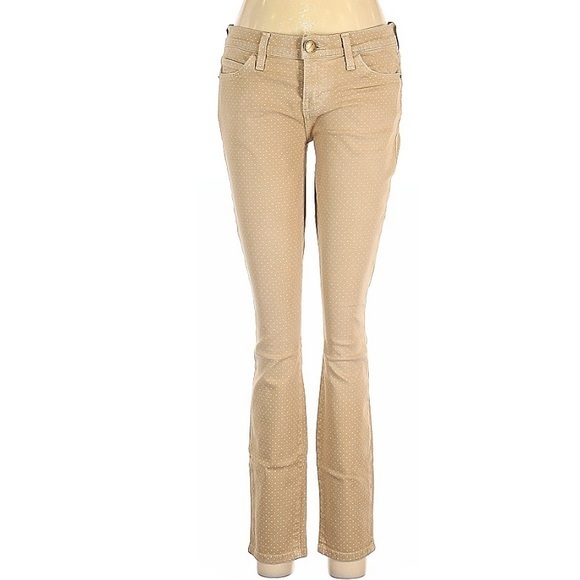 Current/Elliot 27 The Stiletto Haystack tan polka dot midrise ankle skinny jeans - Picture 1 of 12